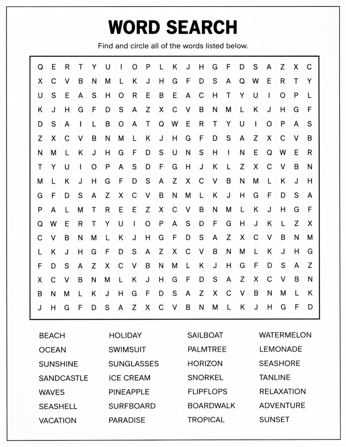 Biblical word search puzzle