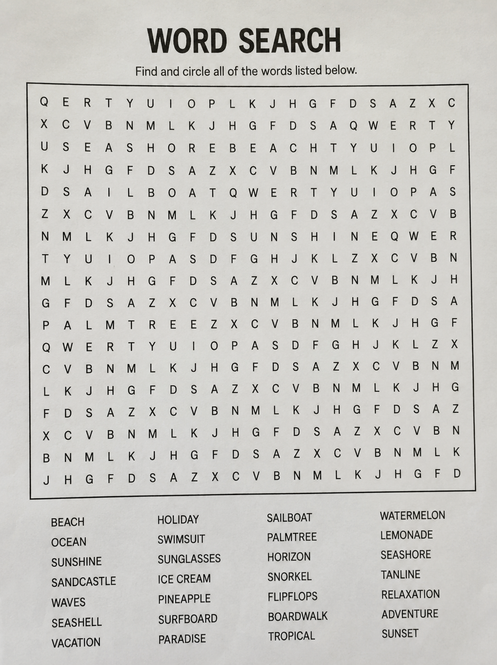 Biblical word search puzzle