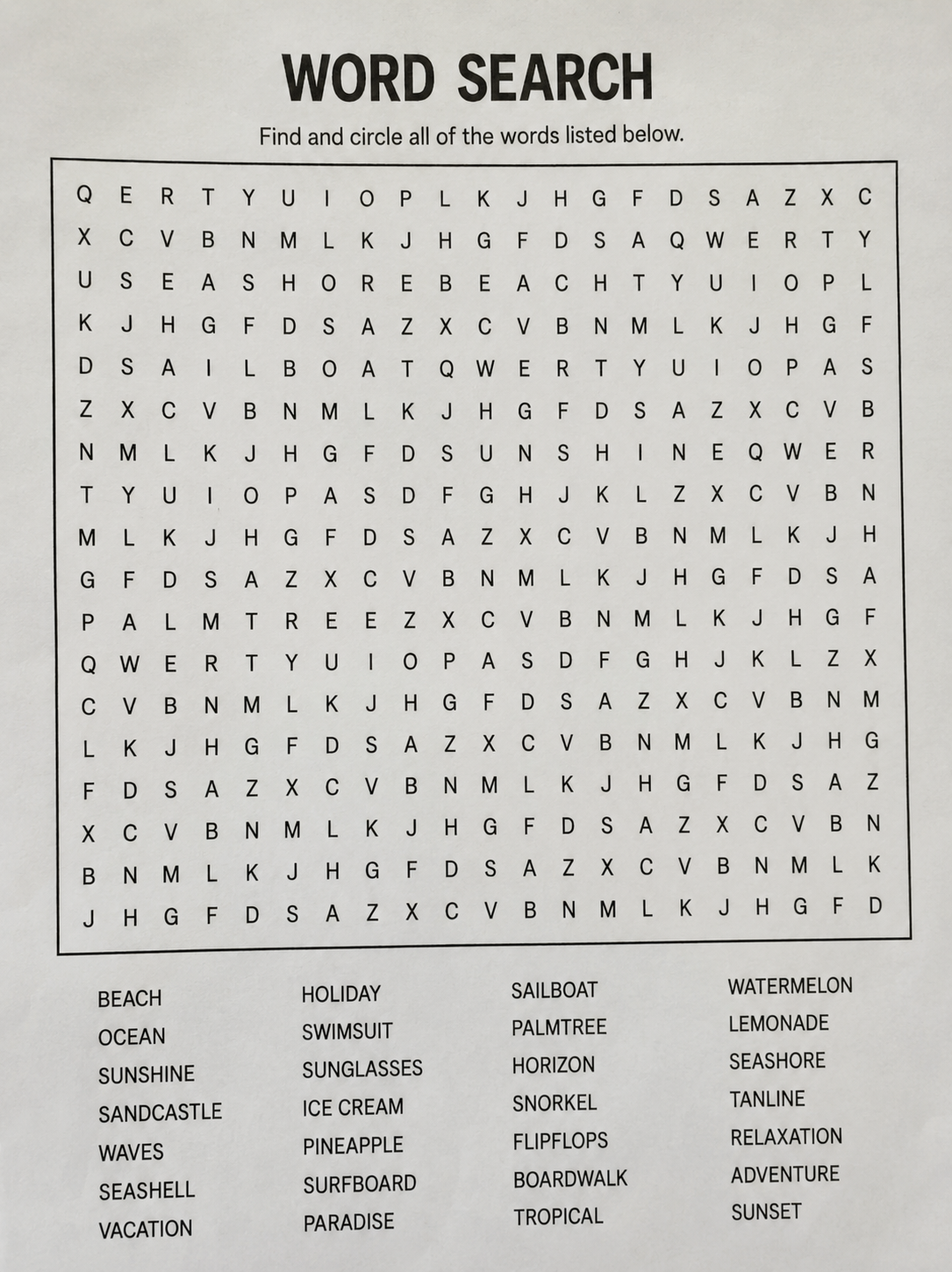 Biblical word search puzzle